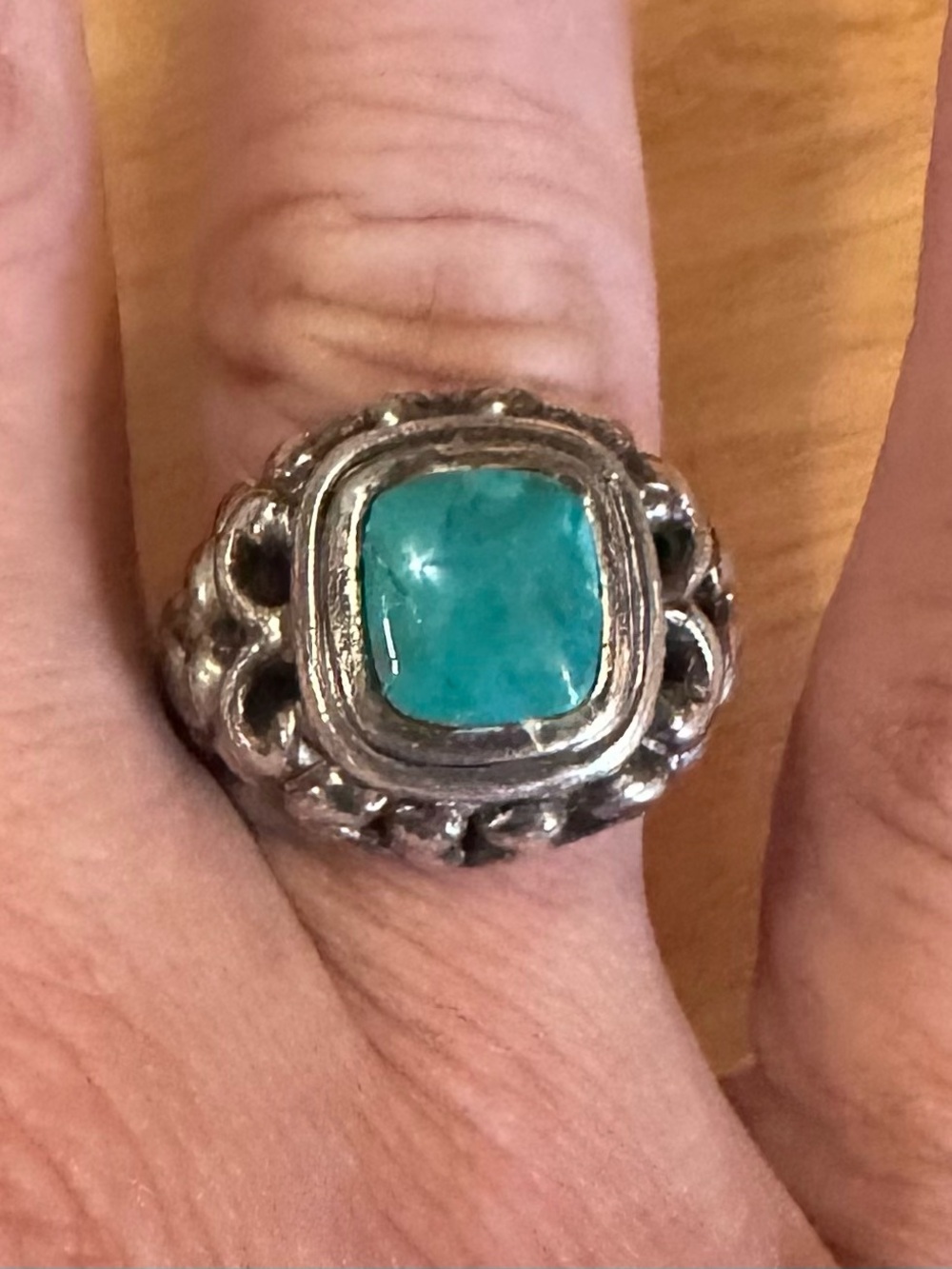 Handcrafted Sterling Silver and Turquoise Statement Ring - Sz 7. Boho, Western